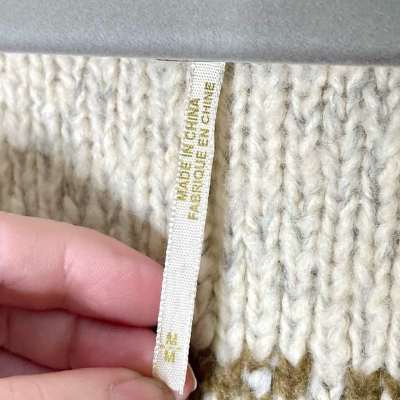 Free People Cream Snow Drift Fair Isle cowl  Neck Sleeveless Sweater Size Medium - Picture 9 of 9